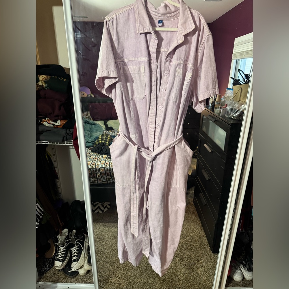 Old Navy Lavender Button-Up Denim Jumpsuit